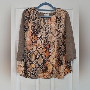 Alfred Dunner Animal Print Top Snakeskin Design Women's Blouse Large